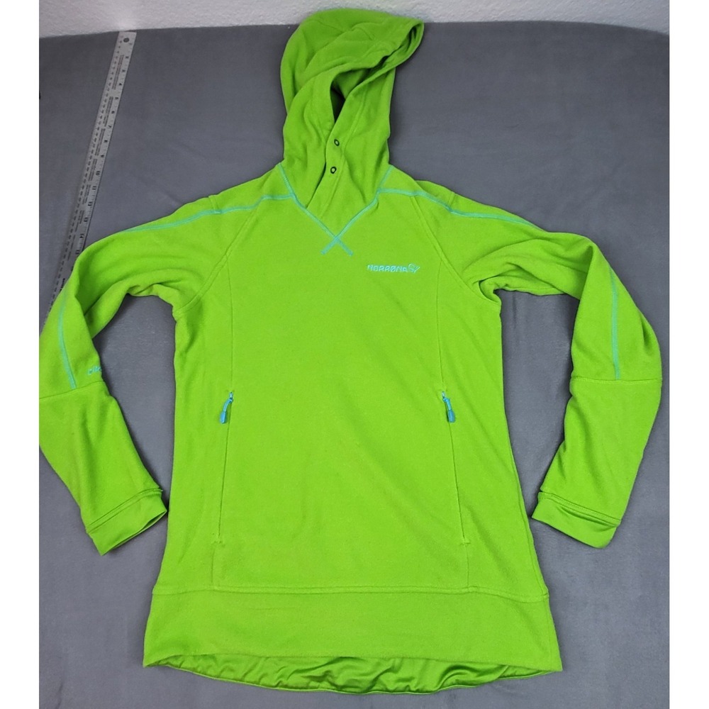 Norrona Falketind Warm1‎ Hoodie Womens Small Bamboo Green Polartec Fleece Hiking